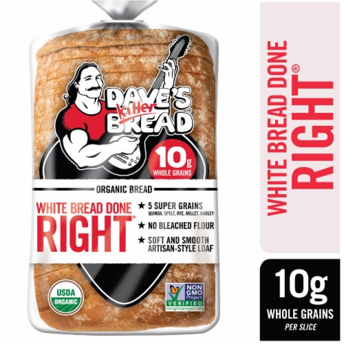 Dave's Killer Bread White Bread Done Right Artisan-Style Organic White Bread Perspective: front