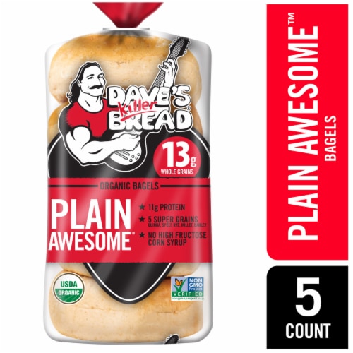 Dave's Killer Bread® Plain Awesome® Bagels Organic Bagels Perspective: front