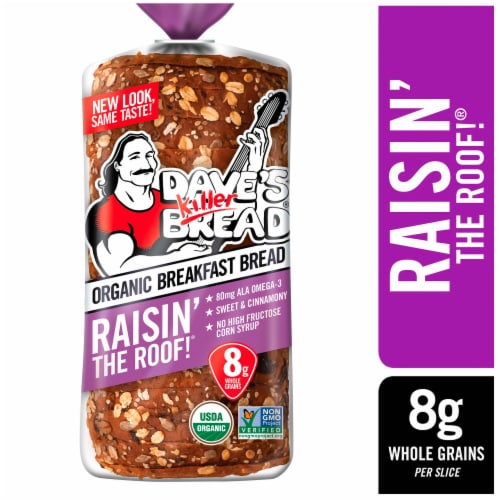 Dave's Killer Bread Raisin' the Roof Cinnamon Raisin Organic Breakfast Bread Perspective: front