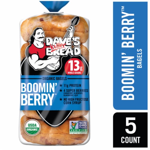 Dave’s Killer Bread Boomin’ Berry Organic Bagels Perspective: front