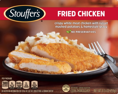 Stouffer’s Fried Chicken Single Serve Frozen Chicken and Gravy Single Frozen Meals Perspective: front