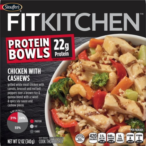 Stouffer's Fit Kitchen Chicken with Cashews Protein Bowl Frozen Meal Perspective: front