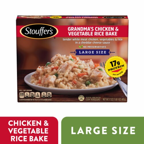 Stouffer's Large Size Grandma's Chicken & Vegetable Rice Bake Frozen Meal Perspective: front
