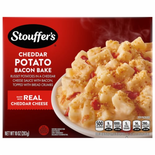 Stouffer’s Cheddar Potato Bacon Bake Single Serve Potato Bake Single Frozen Meals Perspective: front