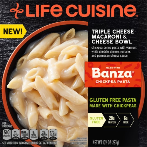 Life Cuisine Gluten Free Triple Cheese Macaroni and Cheese Bowl Frozen Meal Perspective: front