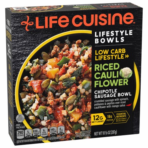 Life Cuisine™ Riced Cauliflower Chipotle Sausage Bowl Frozen Meal Perspective: front