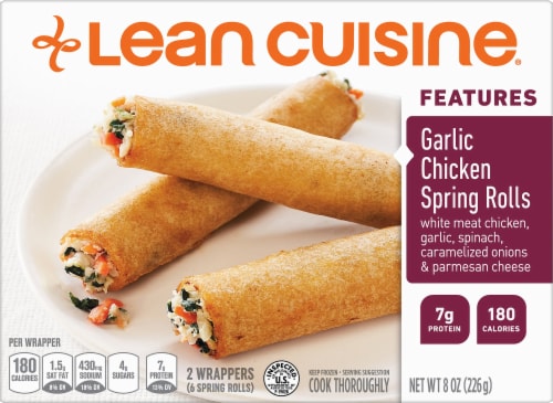 Lean Cuisine Features Garlic Chicken Spring Rolls Perspective: front