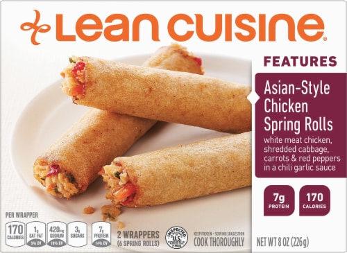 Lean Cuisine Features Asian-Style Chicken Spring Rolls Perspective: front