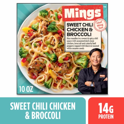 Mings Sweet Chili Chicken & Broccoli Rice Noodles Frozen Asian Food Perspective: front