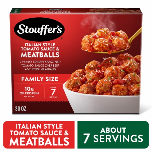 Stouffer’s Italian Style Tomato Sauce & Meatballs Family Size Frozen Meatballs Perspective: front