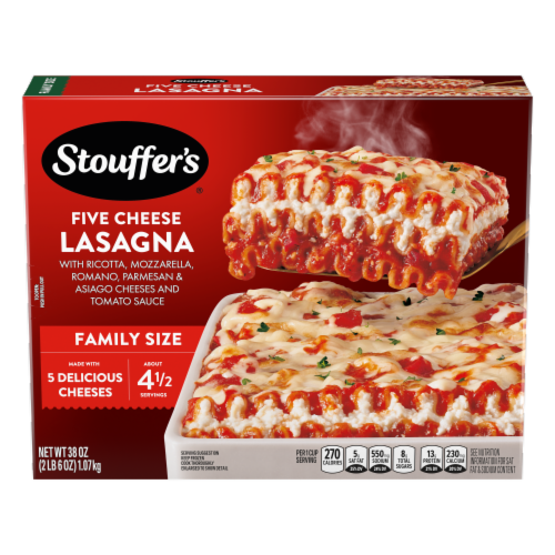 Stouffer’s Five Cheese Lasagna Family Size Easy Frozen Dinners Perspective: front