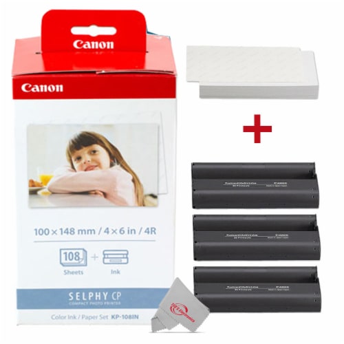 Canon Selphy KP-108IN Color Ink Paper Set 108 4x6 Photo Sheets 3 Toners  3115B001, 1 - City Market