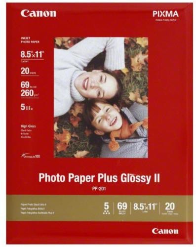 Canon Pixma Photo Paper Plus Glossy II Inkjet Paper - 20 Sheets - White Perspective: front