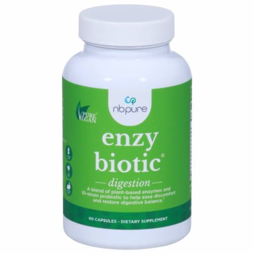 NBpure Enzy Biotic® Probiotic Pure Vegan Digestion Dietary Supplement Capsules Perspective: front