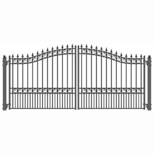 Aleko DG14LOND-UNB 14 ft. London Style Iron Wrought Dual Swing Driveway Gate Perspective: front