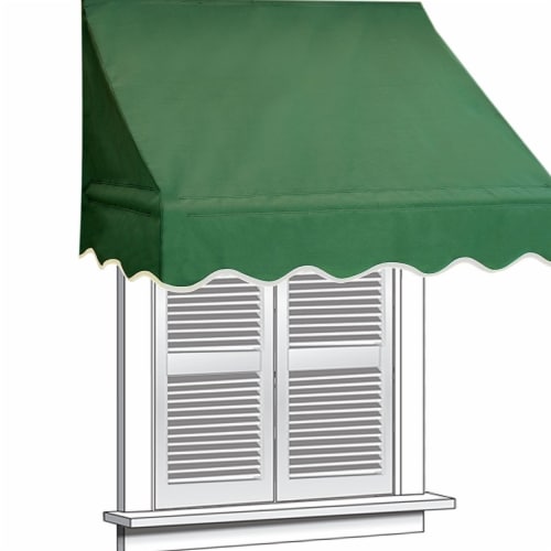 Aleko WAW4X2GREEN39-UNB 4 x 2 ft. Window Door Canopy Decorator Awning, Green Perspective: front