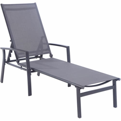 Hanover NAPLESCHS-GRY Aluminum Adjustable Outdoor Chaise Lounge Gray Perspective: front
