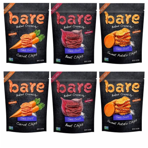 Bare Baked Crunchy Veggie Chips Variety Pack 6 Count Perspective: front