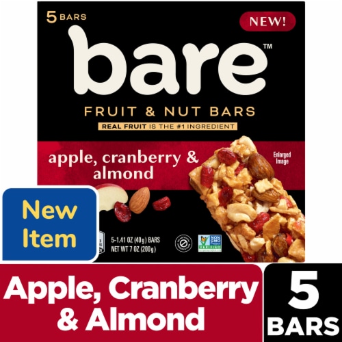 Bare® Apple Cranberry & Almond Fruit and Nut Bars Perspective: front