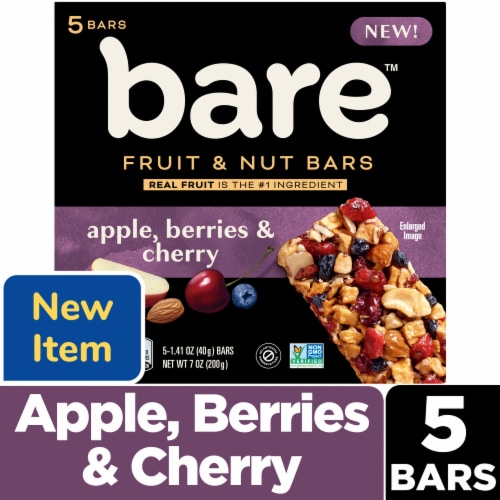 Bare® Apple Berries & Cherry Fruit and Nut Bars Perspective: front