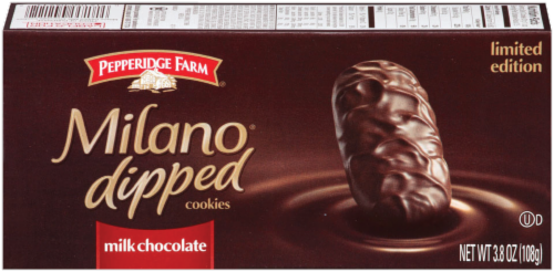 Pepperidge Farm Milano Dipped Cookies Milk Chocolate Perspective: front