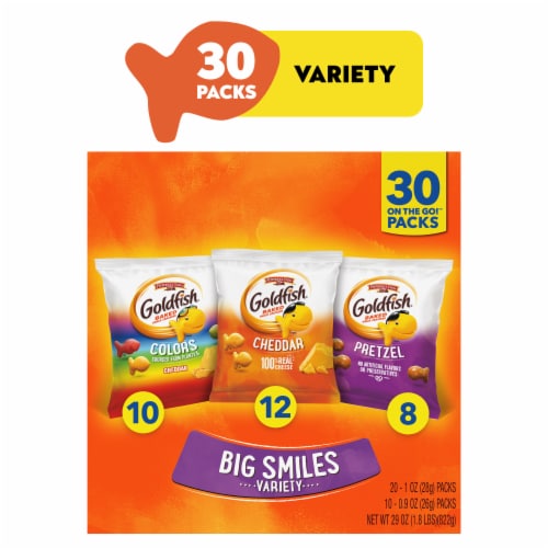 Goldfish Crackers Big Smiles Variety Pack with Cheddar Colors and Pretzels Snack Packs