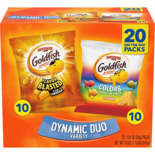 Goldfish Dynamic Duo Variety Pack Colors Cheddar & Flavor Blasted Xtra Cheddar Snack Packs