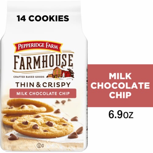 Pepperidge Farm Farmhouse® Thin and Crispy Milk Chocolate Chip Cookies Perspective: front