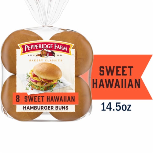 Pepperidge Farm Sweet Hawaiian Hamburger Buns, 8-Pack Bag Perspective: front