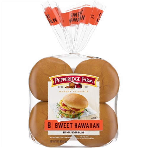 Pepperidge Farm Sweet Hawaiian Hamburger Buns, 8-Pack Bag Perspective: front