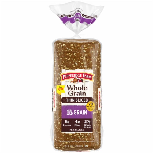 Pepperidge Farm Whole Grain Thin Sliced 15 Grain Bread Perspective: front