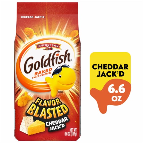 Goldfish® Flavor Blasted Cheddar Jack'd Crackers Snack Crackers Perspective: front
