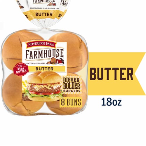Pepperidge Farm Farmhouse Butter Hamburger Buns, 8-Pack Bag Perspective: front
