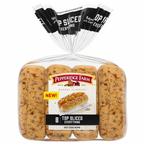 Pepperidge Farm® Bakery Classics Top Cliced Everything Hot Dog Bun Perspective: front
