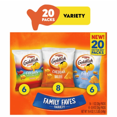 Goldfish® Family Faves Cheese Crackers Variety Pack Perspective: front