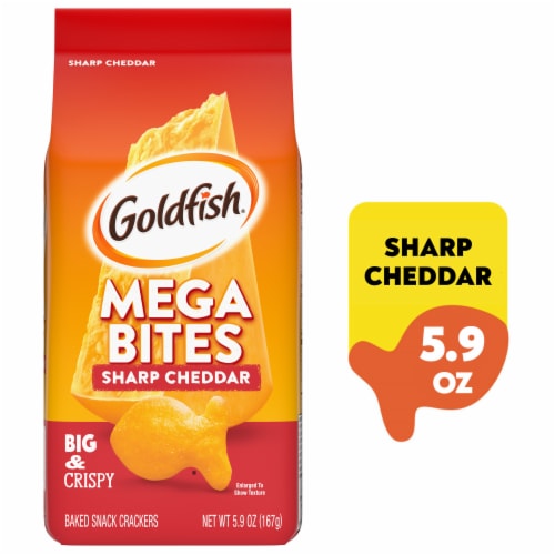 Goldfish® Mega Bites Sharp Cheddar Cheese Crackers Perspective: front
