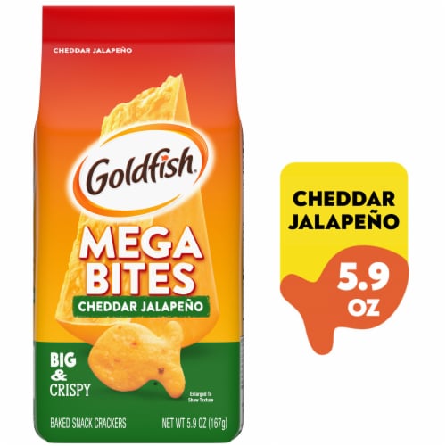 Goldfish Mega Bites Cheddar Jalapeno Crackers Perspective: front