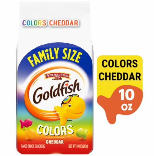 Pepperidge Farm Goldfish Colors Cheddar Family Size Baked Snack Crackers Perspective: front