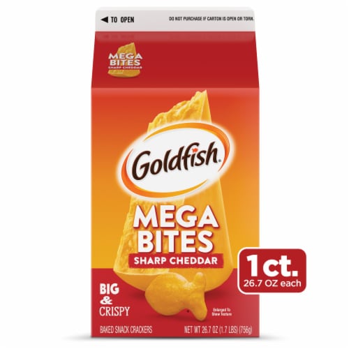 Goldfish® Mega Bites Sharp Cheddar Baked Snack Crackers Perspective: front