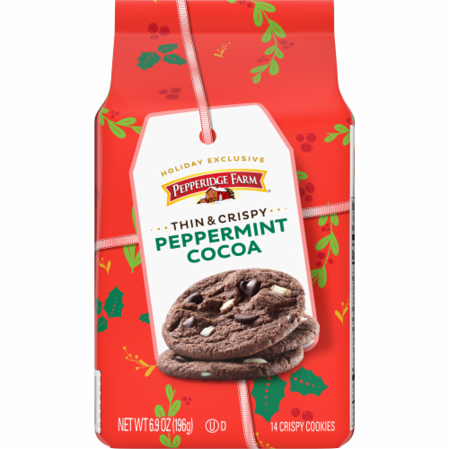Pepperidge Farm Thin & Crispy Peppermint Cocoa Cookies Perspective: front