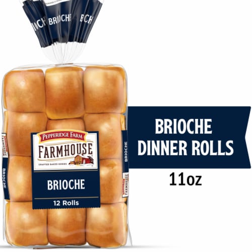 Pepperidge Farm Farmhouse® Brioche Dinner Rolls, 12 Rolls, 11 Oz Bag Perspective: front