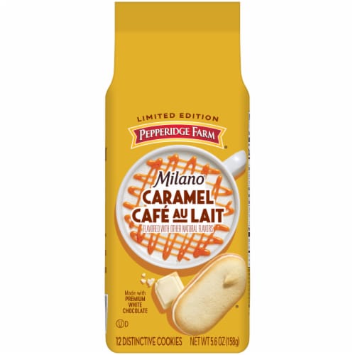 Pepperidge Farm Milano Caramel Cafe Au Lait Flavored Cookies Perspective: front
