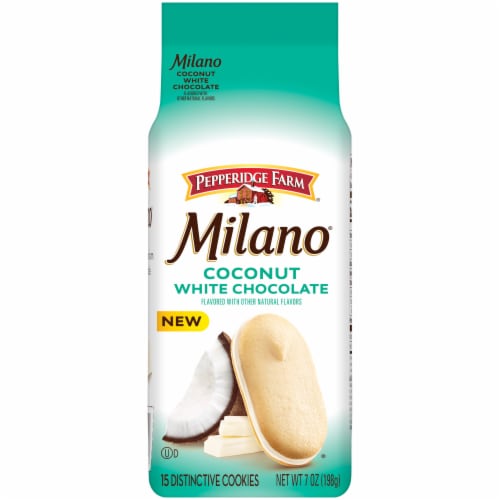 Pepperidge Farm Milano White Chocolate Coconut Flavored Cookies Perspective: front