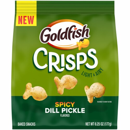 Goldfish Crisps Spicy Dill Pickle Flavored Crisps Crackers Perspective: front