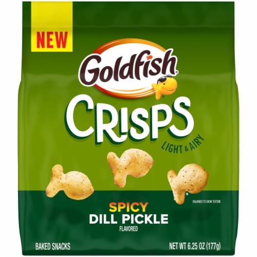 Goldfish Crisps Spicy Dill Pickle Flavored Crisps Crackers Perspective: front