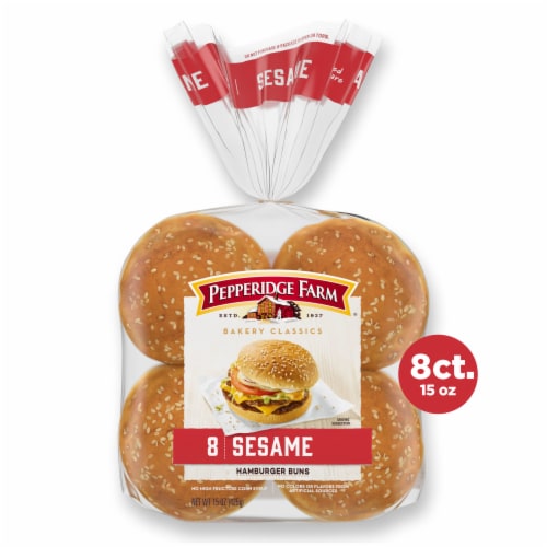 Pepperidge Farm Sesame Topped Hamburger Buns Perspective: front