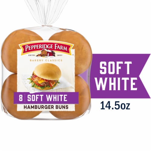 Pepperidge Farm Soft White Hamburger Buns Perspective: front