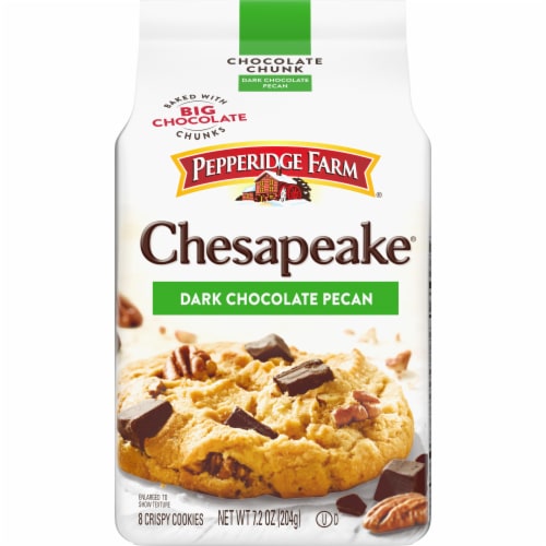Pepperidge Farm Chesapeake Crispy Dark Chocolate Pecan Cookies Perspective: front