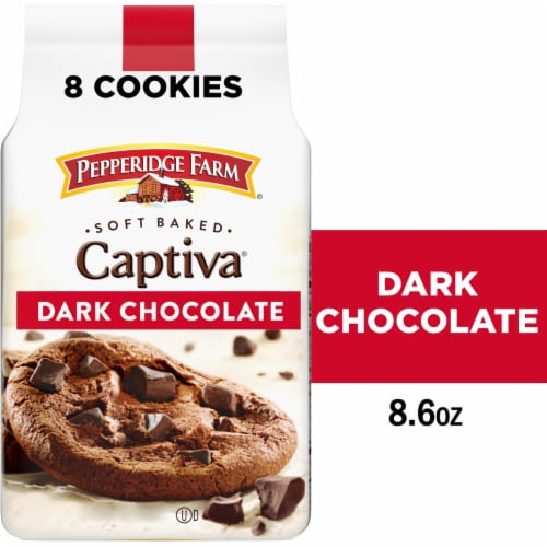 Pepperidge Farm Captiva Dark Chocolate Cookies 8 Soft Baked Cookies Perspective: front