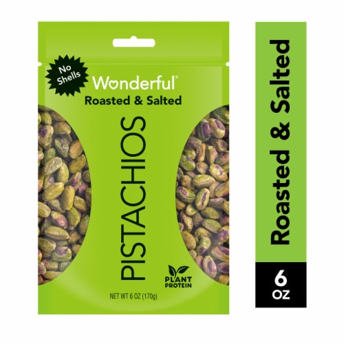 Wonderful Pistachios, No Shells Roasted & Salted Pistachios, 6 Ounce Bag Perspective: front